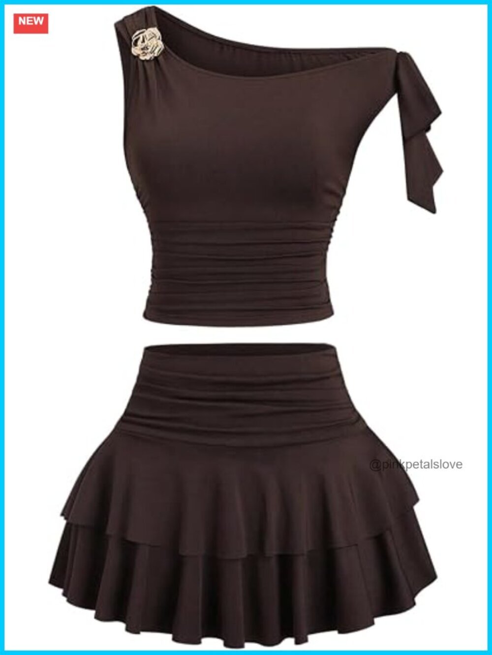 Women's Two Piece Skirt Set Off Shoulder Crop Top Ruffle Mini Skirt Going Out